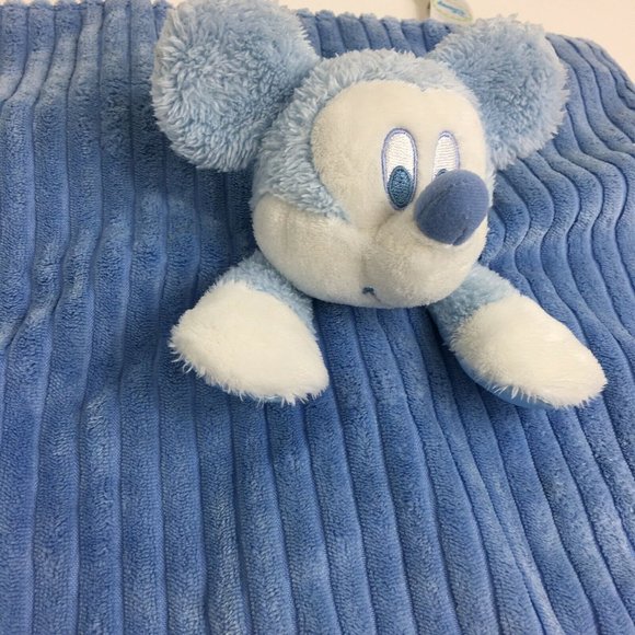 Disney My First Mickey Mouse Blue Plush Lovey Security Blanket Rattle Corduroy - Picture 10 of 12